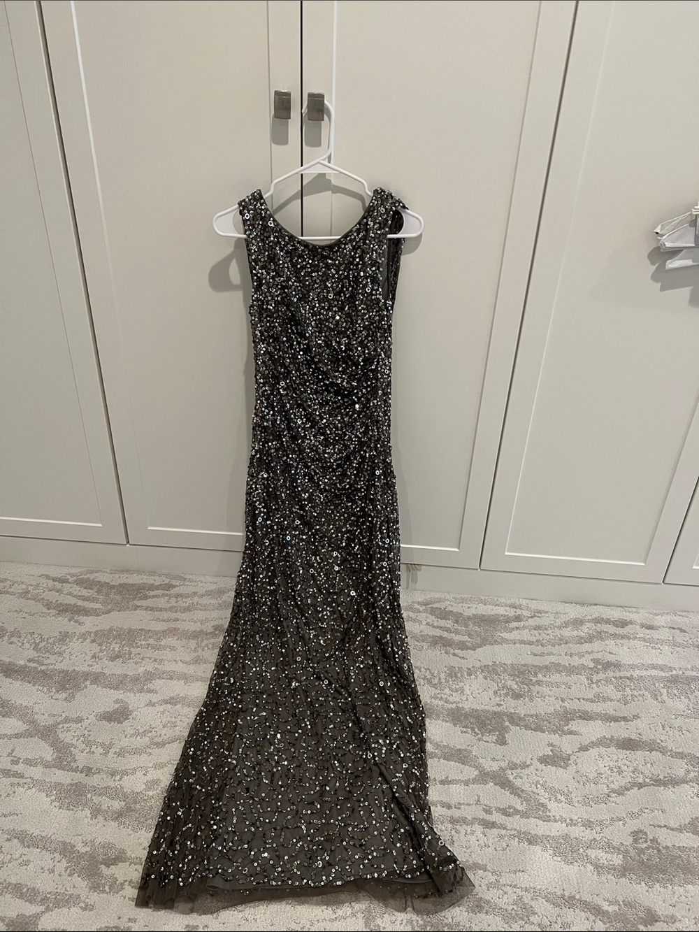 Adrianna Papell Black Sequin Evening Gown